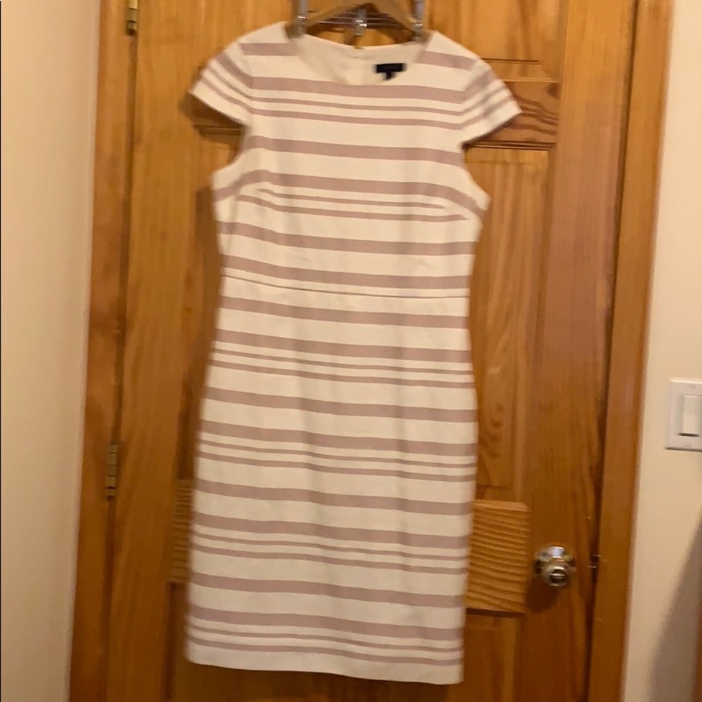JCrew dress stripes ivory and pink size 12